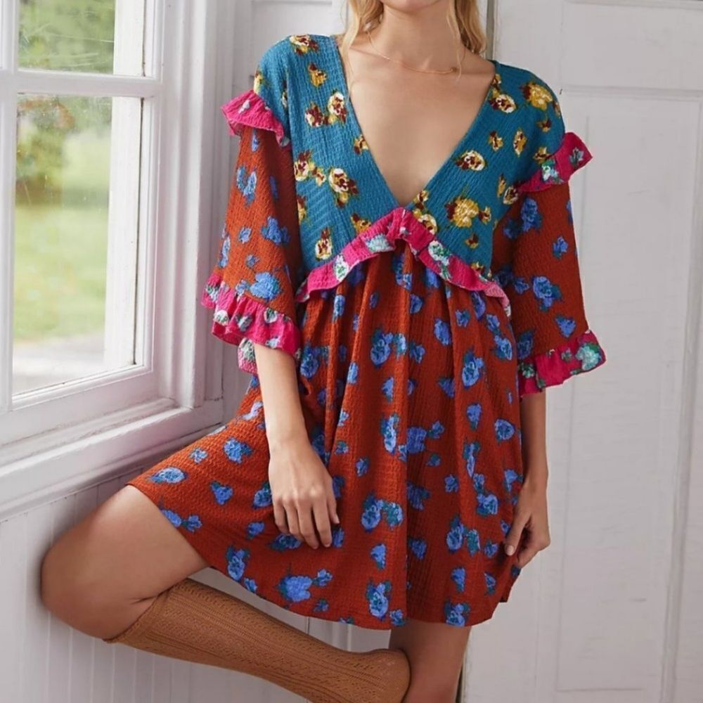Anthropologie‎ Ruffled Sleep Mini Dress Size XS